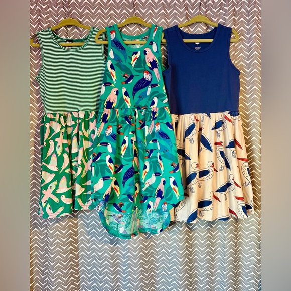 Tea Collection | Bundle of 3 Bird Dresses, size 7 - Picture 1 of 7